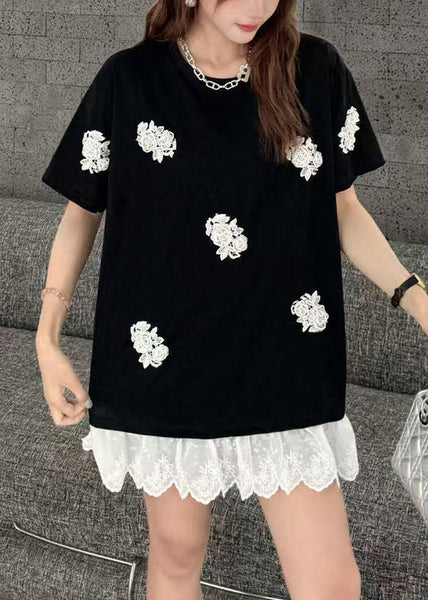 Oversized Tanks Women Decorated White Flower Lace Patchwork FashionChic