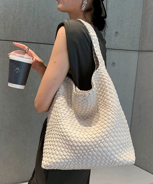 Faux Shoulder White Bag Capacity Leather Women Large FashionChic