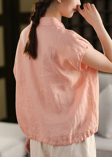 Summer Collar White Blouse Up Lace Linen Pan Peter Women FashionChic