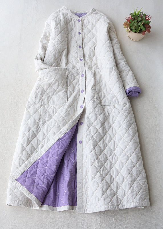 Women White Plaid Pockets Fine Cotton Filled Trenchs Spring TN014 ABC