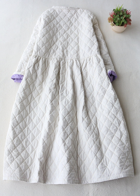 Women White Plaid Pockets Fine Cotton Filled Trenchs Spring TN014 ABC