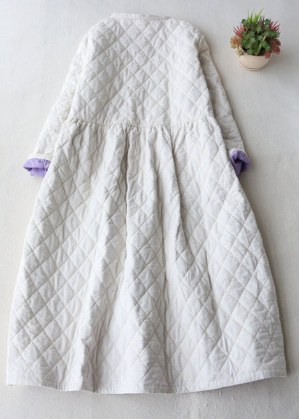 Women White Plaid Pockets Fine Cotton Filled Trenchs Spring TN014 ABC