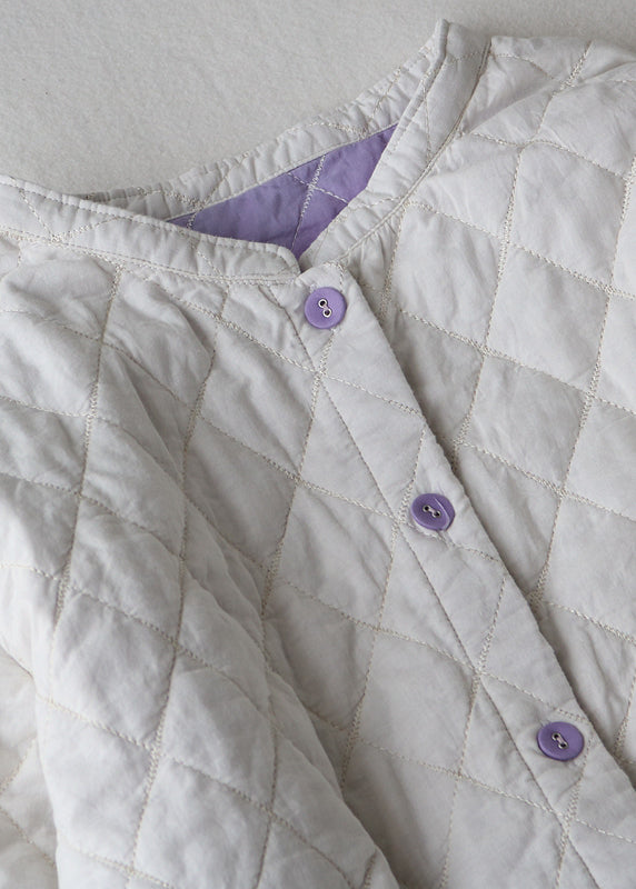 Women White Plaid Pockets Fine Cotton Filled Trenchs Spring TN014 ABC