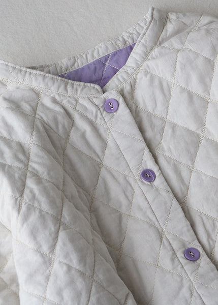 Women White Plaid Pockets Fine Cotton Filled Trenchs Spring TN014 ABC