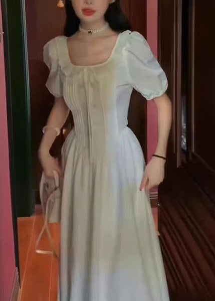 Women White Ruffled Solid Cotton Long Dress Summer XX018 SH-LF-SDL240611