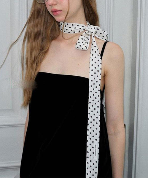 Women White Silk Dot Print Silk Scarf YU018 ABC