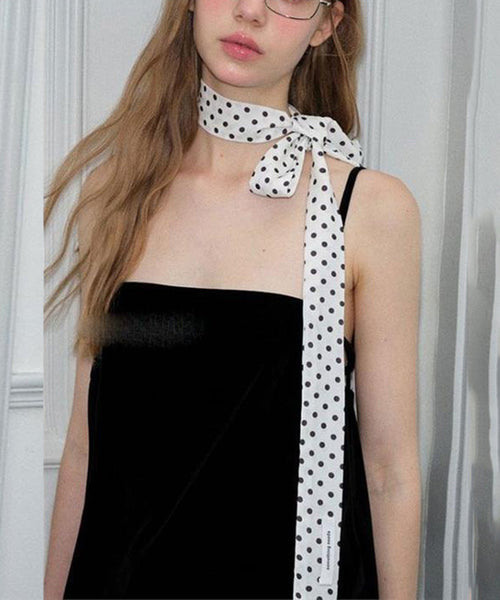 Women White Silk Dot Print Silk Scarf YU018 ABC