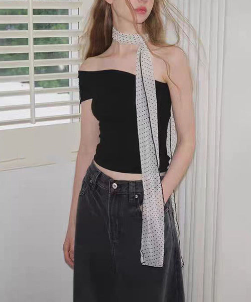 Women White Silk Dot Print Silk Scarf YU018 ABC