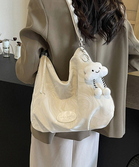 Women Shoulder Solid Leather Bags Calf White Durable FashionChic