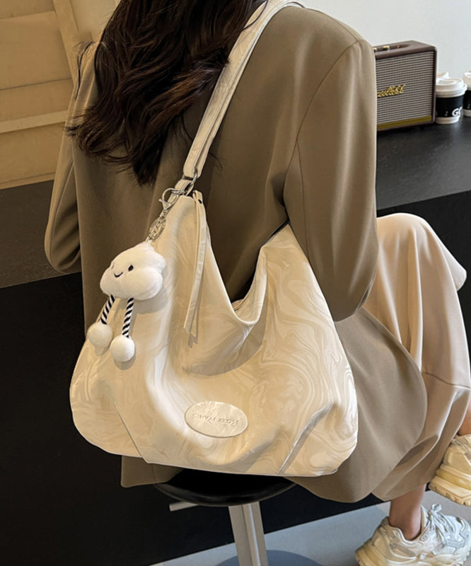 Women Shoulder Solid Leather Bags Calf White Durable FashionChic