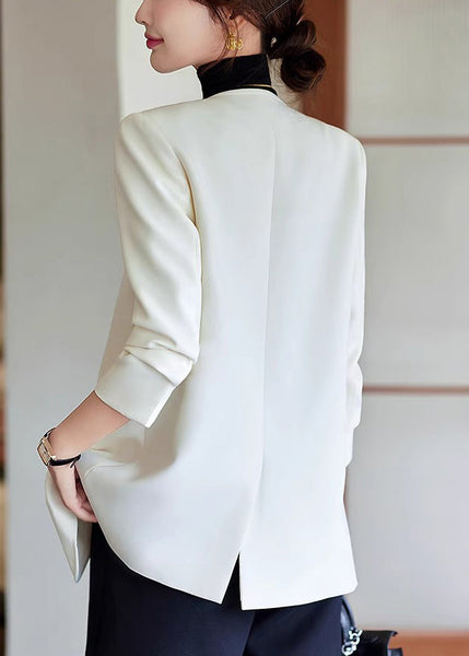 Women White V Neck Cotton Jackets Spring YJ053 ABC