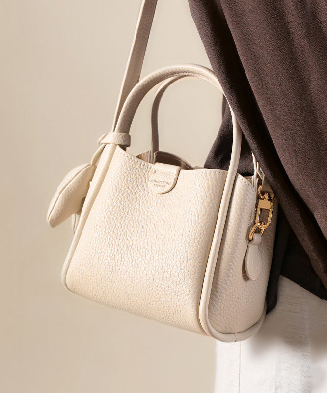 Versatile White Tote Leather Women Handbag Faux FashionChic