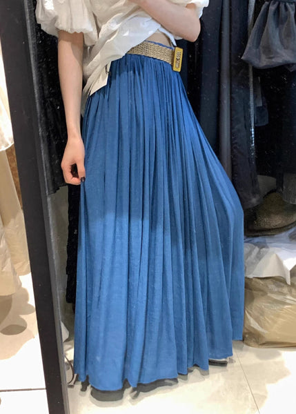 Summer Cotton Elastic Solid Wrinkled Skirts White Women Waist FashionChic