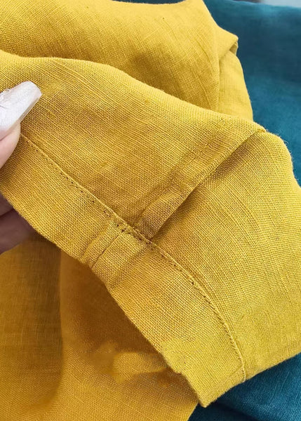 Pockets Pants Summer Linen Yellow Women Waist Elastic FashionChic
