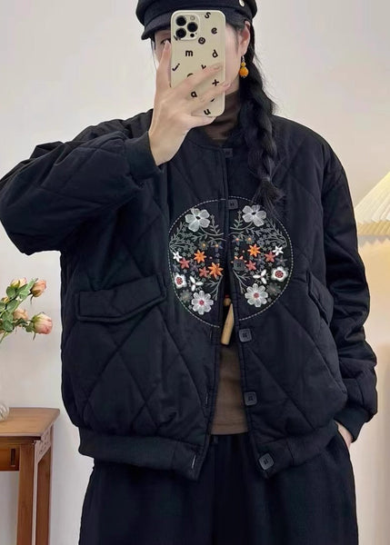 Women Yellow Embroidered Pockets Fine Cotton Filled Coats Spring TN013 ABC