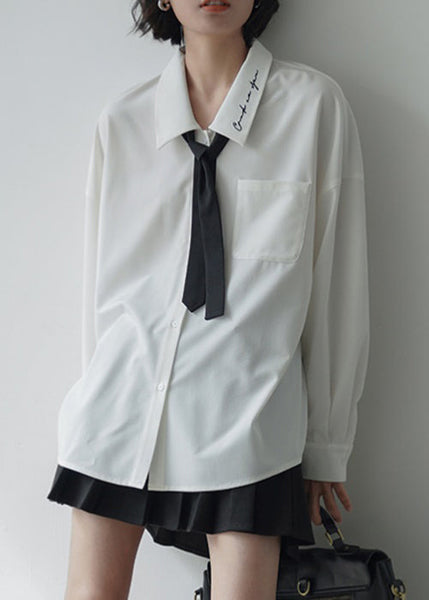 Chemise en coton patchwork jaune à boutons brodés pour femme, automne TU017