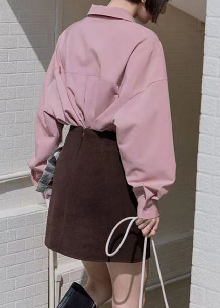 Chemise en coton patchwork jaune à boutons brodés pour femme, automne TU017