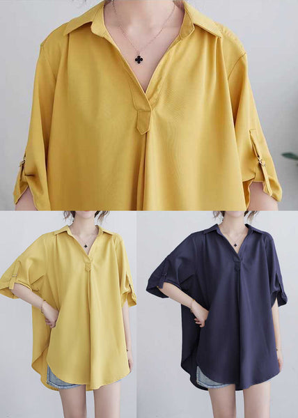 Summer Oversized Yellow Women Cotton Shirt FashionChic
