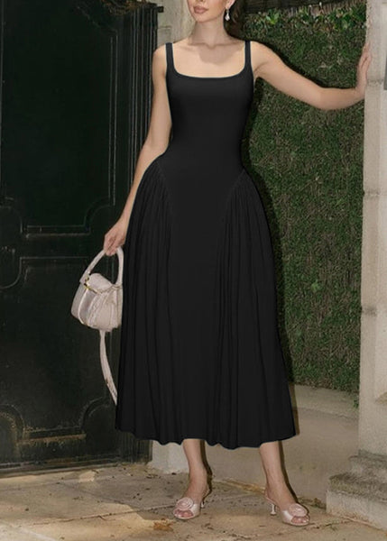 Dress Patchwork Women Yellow Cotton Collar Wrinkled Square Summer FashionChic