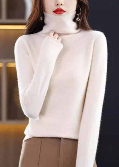 Women Yellow Turtle Neck Slim Fit Woolen Knit Pullover Spring TZ040