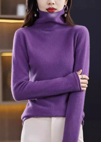 Women Yellow Turtle Neck Slim Fit Woolen Knit Pullover Spring TZ040