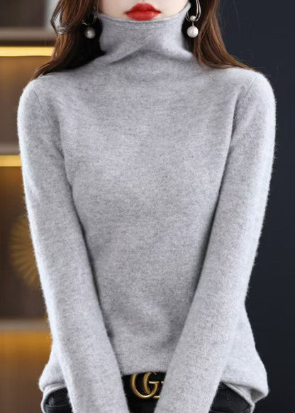 Women Yellow Turtle Neck Slim Fit Woolen Knit Pullover Spring TZ040