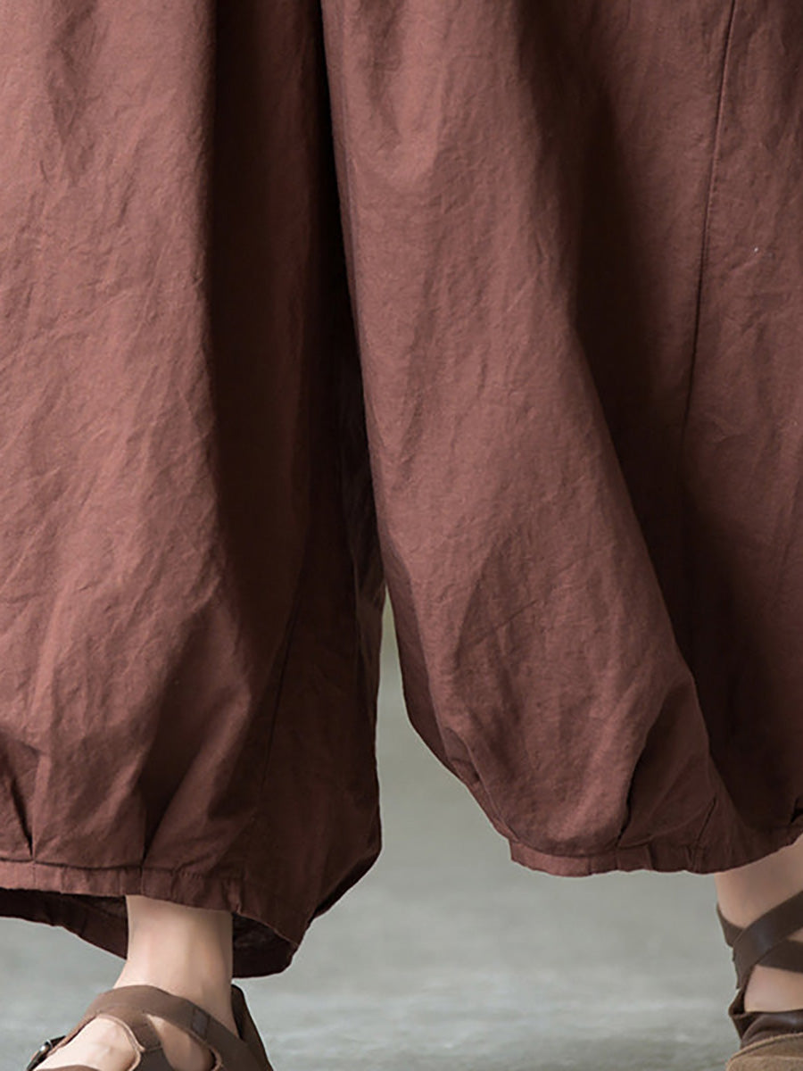 Plus Size  Women Cotton Linen Pocket Casual Lantern Pants RR1062 Buykud