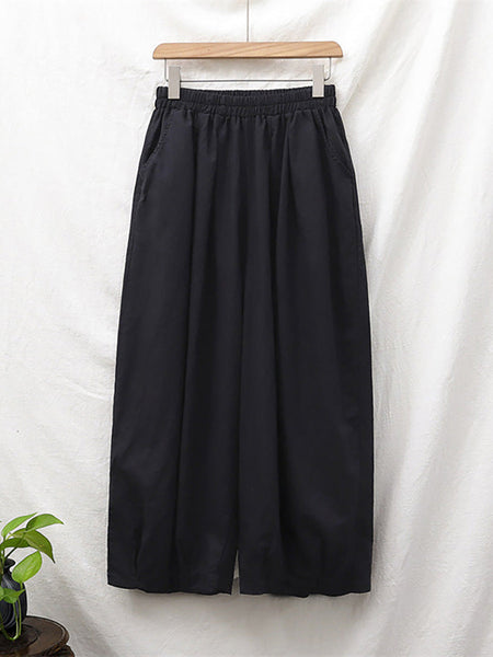 Plus Size  Women Cotton Linen Pocket Casual Lantern Pants RR1062 Buykud