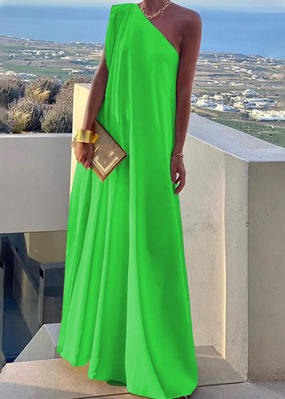 Long Shoulder White Solid Women's One Dress Summer FashionChic