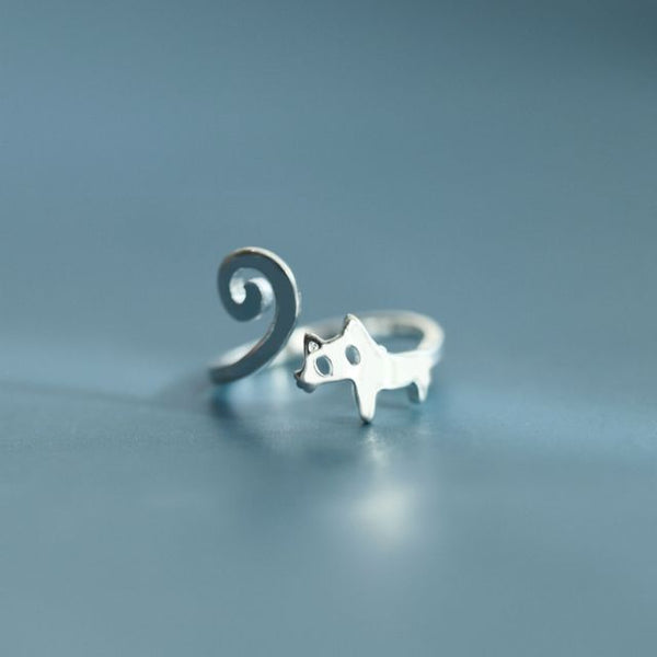 Cat Silver Ring Sterling Open FashionChic