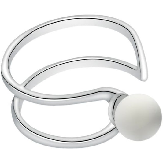 Ring Layered Sterling Faux Silver Open Pearl FashionChic