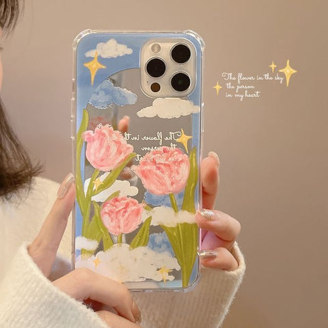 Case Phone Mirrored Flower FashionChic