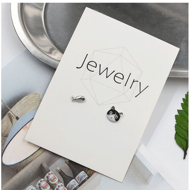 Cat Stud Asymmetrical Fish Earring FashionChic