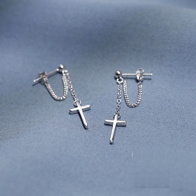 Drop Silver Cross Sterling Earring FashionChic