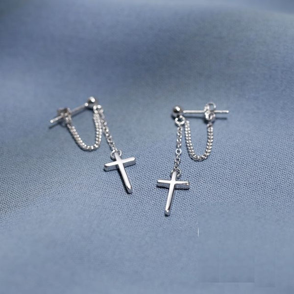 Drop Silver Cross Sterling Earring FashionChic