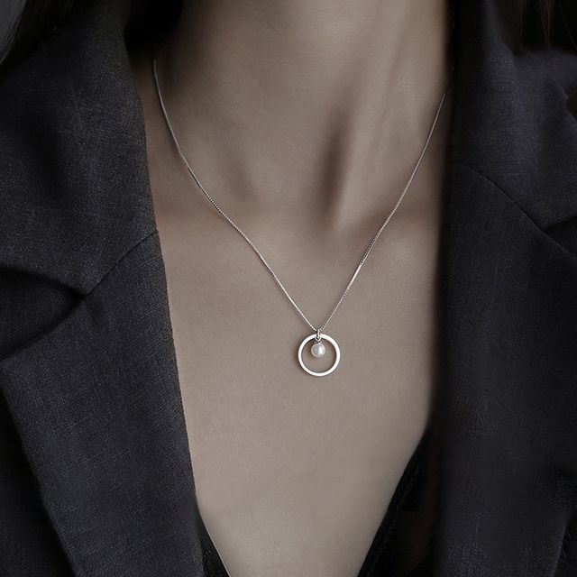 Silver Pearl Sterling Necklace Faux FashionChic