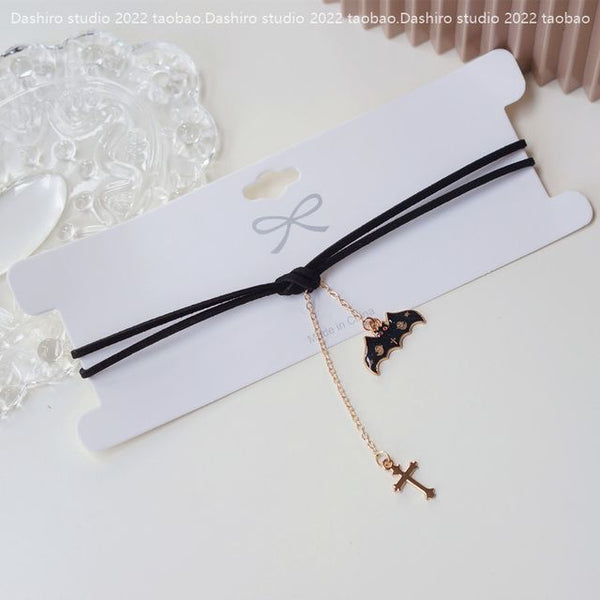 Pendant Velvet Choker Cross Bat FashionChic