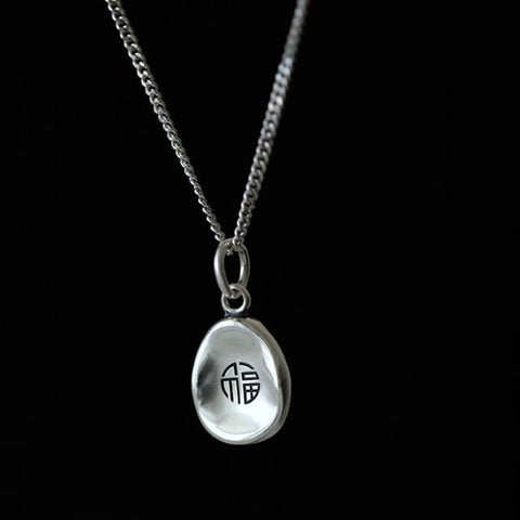 Silver Necklace Pendant Characters Chinese FashionChic