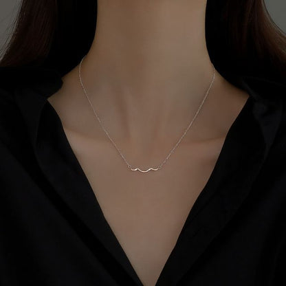 Choker Silver Wavy Pendant Sterling FashionChic