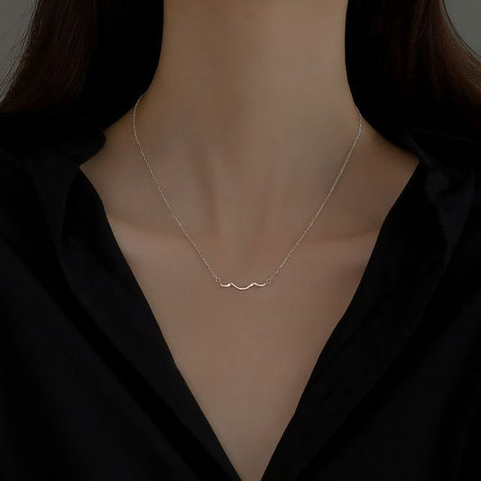 Choker Silver Wavy Pendant Sterling FashionChic