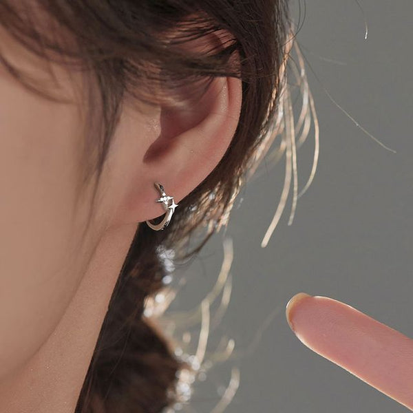 Earring Star Silver Sterling Hoop FashionChic