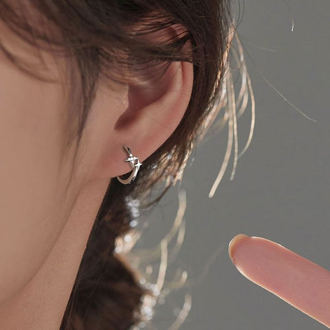 Earring Star Silver Sterling Hoop FashionChic