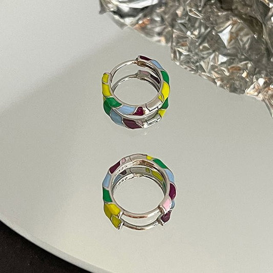 Hoop Glaze Earring Silver Sterling FashionChic