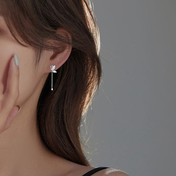 Earring Sterling Dangle Butterfly Silver FashionChic