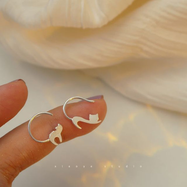 Silver Cat Earring Sterling FashionChic