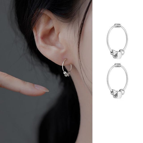 Earring Hoop Bead Sterling Silver FashionChic