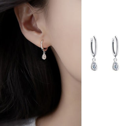 Sterling Earring Dangle Droplet Rhinestone Silver FashionChic