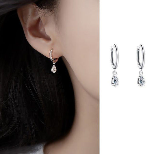 Sterling Earring Dangle Droplet Rhinestone Silver FashionChic