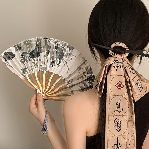 Hand Fan Chinese / Scrunchie Traditional Character FashionChic