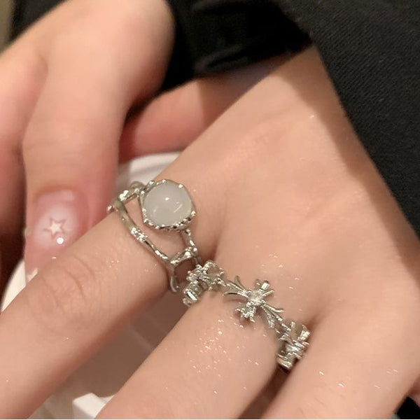 Ring Cross Faux Set Moonstone / Open FashionChic